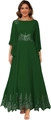 Elegant dark green chiffon evening gown with lace appliques and sequin details - Dark Green / US size 2 (S)