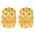 Square gold stainless steel earrings with textured woven pattern for women - 18K Gold Plated Checkerboard (H-179)