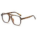 Classic tortoise shell aviator sunglasses with retro double bridge and large frame - Leopard Frame - Anti Blue Light