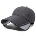 Dark grey quick-dry sports cap with retractable side brims and breathable side mesh - One Size(Adjustable) / Dark Gray