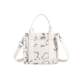 Bolso bandolera de pana blanco crema con estampado de oso y correa desmontable - Oso Bebé