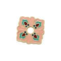 Macro view of vintage floral enamel bead with pink petals and gold metal edge for DIY jewelry - VZ469 Multicolor Clover