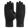 Gants d'hiver noirs thermiques pour hommes et femmes avec écran tactile et doublure en polaire - Étiquette Cerf - Poil de Lapin Noir