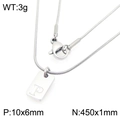 Zilveren ketting met vierkante hanger gegraveerd met letter P en slangenketting - Zilveren Letter P (KN293416-Z)