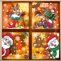Stickers de fenêtre Noël avec Père Noël, renne et bonhomme de neige pour décor en verre - Ensemble de 4 (Renne Peint/Père Noël/Voeux du Nouvel An)