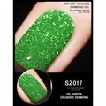 Macro shot of oil green glitter gel polish with reflective diamond sparkling effect - 8ml / Oil Green SZ17