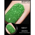 Macro shot of oil green glitter gel polish with reflective diamond sparkling effect - 8ml / Oil Green SZ17