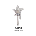 Detail of silver asymmetric star nail charm with textured and molten metal effect, 12x22mm - X833-Silver Melting Star
