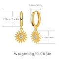 Golden sunflower hoop earrings with zircon crystals and precise product dimensions - Sunflower With Diamonds