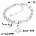 Bracciale albero di Natale in acciaio inossidabile argento con catene e campanelli - Bracciale Con Campanella Albero di Natale in Argento (KB165573-Z)