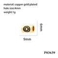 Detailed size specifications for a gold-plated evil eye bead with 4mm hole diameter - P03639 Cylinder Black Ring Eye