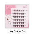 Self-adhesive cluster eyelashes in 6 rows inside a pink transparent square case - Glue-Free Lazy Feather Fan