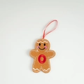 Gingerbread man felt ornament with letter O and red ribbon for Christmas tree - Letter O