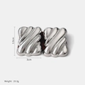 Silberne geometrische Wellen-Ohrringe, Maße 3,9cm x 3cm und Gewicht 19,3g für Damen - Silber Gewinde Rechteck