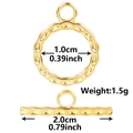 Detalle del cierre de palanca OT martillado chapado en oro 18k con dimensiones - Dorado