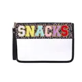 Neceser de PVC impermeable con estampado de leopardo y letras SNACKS bordadas - Leopardo-SNACKS