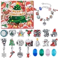 Christmas Advent Calendar Box with DIY Charm Bracelet and 24 Holiday Themed Beads - Red SDT059