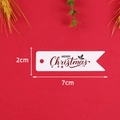 Dettaglio cartellino natalizio bianco 7x2 cm con scritta Merry Christmas in rosso - LH-337 (Confezione da 100 Pezzi)