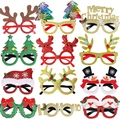 Set mit 12 festlichen Weihnachtsbrillen mit Glitzer-Rentier- und Weihnachtsmann-Motiven - 12-teiliges Weihnachtsbrillen-Set