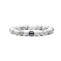 Bracciale regolabile in turchese bianco naturale con distanziatore in ematite grigia - Turchese Bianco Premium 01