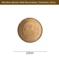 Handcrafted round bohemian woven bamboo wall decor in natural wood tone with 23cm diameter - Bamboo Woven Wall Decor 23cm
