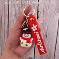 Christmas snowman keychain with red PVC wrist strap and golden metal clasp for bag decor - Christmas Snowman-14