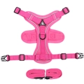 Breathable rose pink cat harness vest and leash set with reflective trim and adjustable buckle - Classic Rose Red