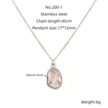 Minimalist stainless steel necklace with irregular natural stone pendant in pink and silver - Steel - White Stone