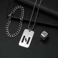 Detailset aus silbernem Titanschmuck mit N-Halskette, Ring und Armband für Herren - Set N