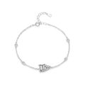 Elegante bracciale in argento sterling S925 con gemme geometriche a forma di cuore - Argento 925 / Argento