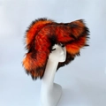 Chic punk style orange and black faux fur hat for women winter warmth and fashion - Orange
