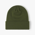 Classic deep olive green knitted cuff beanie with a warm double-layer design - Army Green