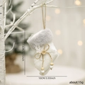 Christmas plush ice skate ornament in grey with white fur trim and wooden button - White Christmas Sock