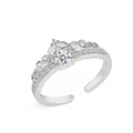 Elegant crown goddess silver ring with sparkling round zirconia centerpiece - Adjustable Open / Silver