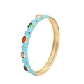 Bracciale rigido in smalto azzurro con pietre di zircone colorate e finitura dorata - Celeste (款式四)