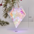 Diamond-shaped hanging LED Christmas light with iridescent finish and warm glow - Glowing Diamond