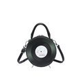 Sac à main chic en cuir PU en forme de disque avec poignée et bandoulière amovible - Vert