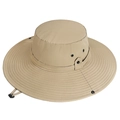 Light khaki wide brim outdoor fishing hat with adjustable drawstring and sun protection - Beige