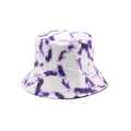 Double-sided tie-dye bucket hat in purple and white canvas for street fashion - M(56-58cm) / Purple White Tie-Dye (04)