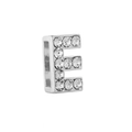 Silver 10mm rhinestone letter E charm with slide-on side hole for DIY bracelet making - Letter E / 10mm Full Drill Letter / Silver