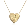 Collana vintage francese placcata oro 18 carati con ciondolo a cuore a costine e catena - Collana a Cuore in Oro