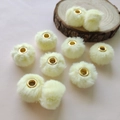 Soft 20mm light yellow faux rabbit fur pompom beads with golden metal core for DIY - Milky Yellow
