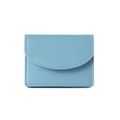 Korte lichtblauwe PU-lederen portemonnee met witte stiksels en klepsluiting - Blauw