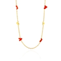 Französischer Stil goldene Herz-Halskette mit roten Emaille-Anhängern Modeschmuck - Gold Multi Herz Rote Emaille