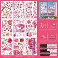 Valentine's Day static window clings set with pink hearts and cupid watercolor designs - Valentine Static Sticker Q12