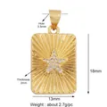 Gold rectangular pendant featuring radial engravings and star-shaped zircon stone - Rectangle Radiant Star-Gold