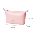 Pink PU leather dumpling makeup bag with dimensions 16.5 x 6.5 x 12.5 cm and LOVE print - Pink