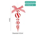 Red and white spiral glass Christmas ornament with a gingham ribbon bow tie - 19cm Style 04 Red & White Spiral (Single)