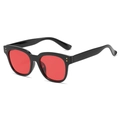 Classic black square frame sunglasses with red lenses and silver rivet accents - Black Frame Red Lens