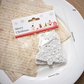 Sparkly white bell Christmas ornament with silver hanging string in festive packaging - Bell Style-Transparent Packaging